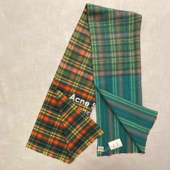 Acne Studios Ombre Plaid Virgin Wool Blanket Scarf Wrap 84”x27”Made in Italy NWT - Picture 6 of 16